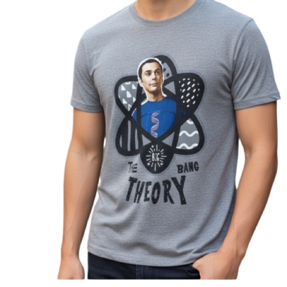 THE Big Bang Theory Unisex Atomic Sheldon Gray Graphic T-Shirt Short Sleeves S
